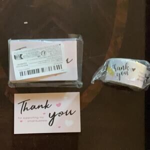 170 Pink thank you business cards and stickers